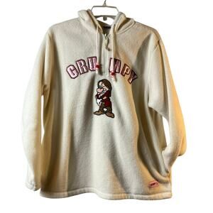 Disney Grumpy Hooded Fleece Pullover 1/4 Zip Pockets Small (2958)